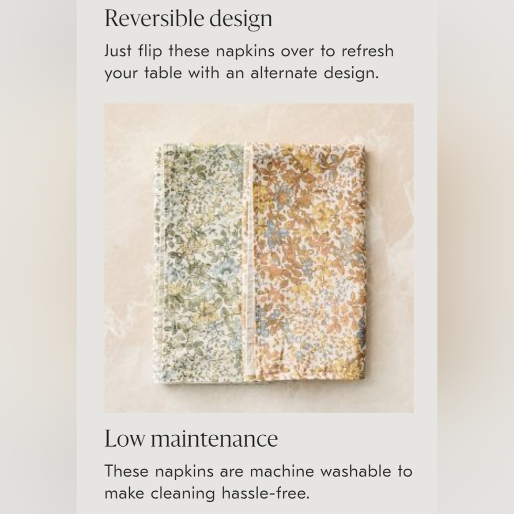 ❤️BUY 2 GET 1 FREE  Frankie Floral Napkin Sets, Color Yellow & Green - Picture 16 of 16